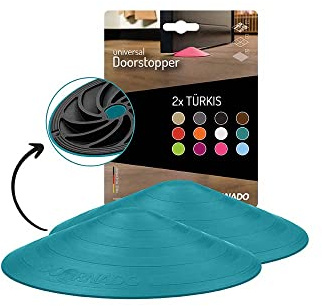 Doornado Starker Gummi Türstopper - Türhalter ohne Bohren - Für alle Arten von Türen und Böden - 118x25mm – Designpreis - Türkis