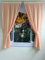 Yaland Vorhänge mit Karo-Muster Landhausstil Gardinen Karo-größe 1x1cm Wohnzimmer Gardinenschals mit Raffhalter (BxH 100x140cm, orange) 2 Stück