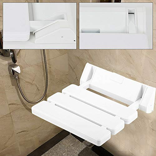 Duschklappsitz Wandmontage Klappbar Duschstuhl bis 130 kg Weiß Bade Hocker aus ABS-Harz 36x 33x 5cm für Bad