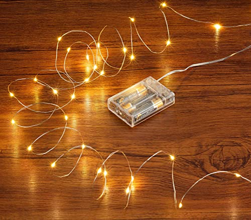CANDLE IDEA - 2 Stück 5m 50 LED Lichterketten, batteriebetriebene Mini funkelnde Lichterketten, batteriebetriebene LED Weihnachtsbaum Kupferdraht Lichter für Party, Heimdekoration (Warmweiß)