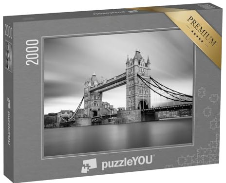 puzzleYOU: Puzzle 2000 Teile „Tower Bridge über der Themse, London, schwarz-weiß“ – aus der Puzzle-Kollektion Tower Bridge