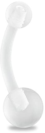 Treuheld® Bauchnabelpiercing aus Kunststoff | Farbe: Klar/Durchsichtig | Größe: 1,6 x 10 mm (Kugeln: 4 + 6 mm)