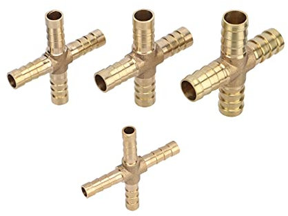 Lot de 3 raccords cannelés en laiton pour tuyau d'arrosage 4 voies Diamètre intérieur 6/8/10/12 mm