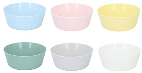 Invero Set of 18 Children's Colourful Plastic Bowls - Unbreakable, Stackable, Reusable Tableware Serving Bowl Set - Microwave and Dishwasher Safe - Cereal, Fruits, Snacks or Rice