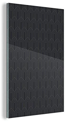 MuchoWow Glasbild Glasfoto Wandbild Bilder Deko 40x60 cm Geometrie - Art deco - Gold - Schwarz