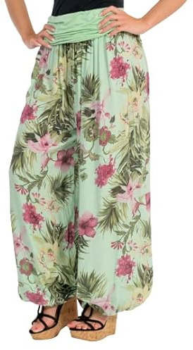 Malito - Damen Haremshose floraler Blumen Print - atmungsaktive Pumphose - dünne Freizeit Strandhose - hautfreundliche Aladinhose 8939 (XS-XL)