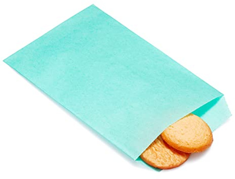 Quotidian Babyblau Flach Mittel Fettdichte Papiertüten 5 x 7 (13 x 17,8cm) Packung 100 - Bäckerei Bonbons Dessert Schokolade Seife