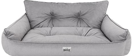 Bjird Hundebett - Hundekorb für kleine mittelgroße & große Hunde - Hundekissen - Hundesofa - EInfach zu reinigen - Joker Gesteppt - Größe: M: 82 x 63 cm - Asche Fancy
