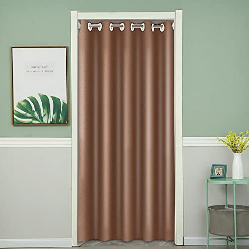 Cozomiz Schlaufengardinen Blickdicht Verdunklungsvorhang Wohnzimmer Thermovorhang Vorhang mit Ösen Thermogardine Gardine Schlaufenschal für Schlafzimmer Tür Schrank Vorhang Braun 120x180cm(B x H)