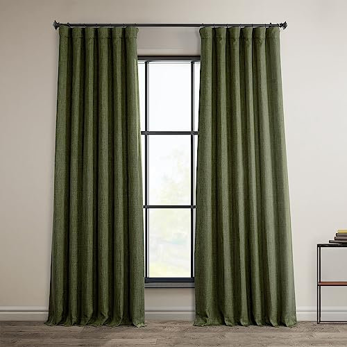 HPD Half Price Drapes Rideaux occultants texturés en Lin synthétique pour Chambre à Coucher, 213 cm de Long (1 Panneau), 127 x 213 cm (l x L), pour Salon, décoration d'intérieur, Vert Kaki
