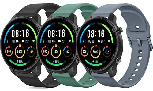 Tobfit 3 Piezas Correa de Silicona Compatible con Xiaomi Mi Watch/Xiaomi Watch S1 / Xiaomi Watch S1 Active/Xiaomi Mi Watch Color Sport, 22mm Pulseras de Repuesto Deportivo Ajustable Snap-On