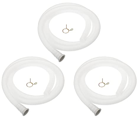 sourcing map Universal Air Conditioner Drain Hose 18mm ID 5.3ft Thickened with Clamp for AC Units Washing Machine, White Pack of 3