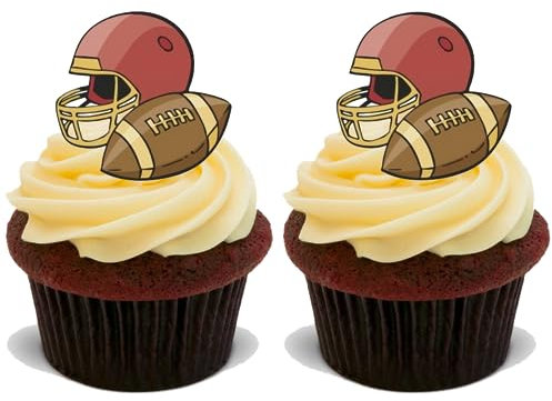 15x AMERICAN FOOTBALL Premium Edible Stand Up Rice Wafer Cup Cake Toppers D3