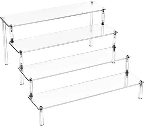 talifoca Espositore in Acrilico,Espositore in Acrilico Trasparente,4 Strati Acrilico Display Stand,Scaffale in Acrilico a 4 gradini Espositore per Cupcakes, Profumi, Oggetti da Collezione, Cosmetici
