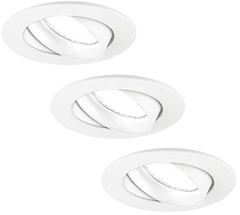 Ledvion - 3X LED Einbaustrahler Rio, Weiß, Dimmbar, 3W, 6500K, Ø85 mm, Rund, 2 Jahre Garantie