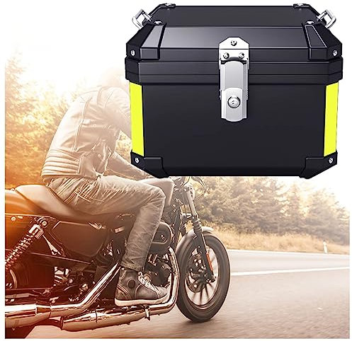 Motorradkoffer Topcase, 45L/57L Top Case Roller Koffer Schwarz Silber Motorcycle Helmkoffer Motorrad Heckbox Für Roller, Motorrad, Scooter, Mofa, Quad, Mit Rückenlehne ( Color : Schwarz , Size : 45L M