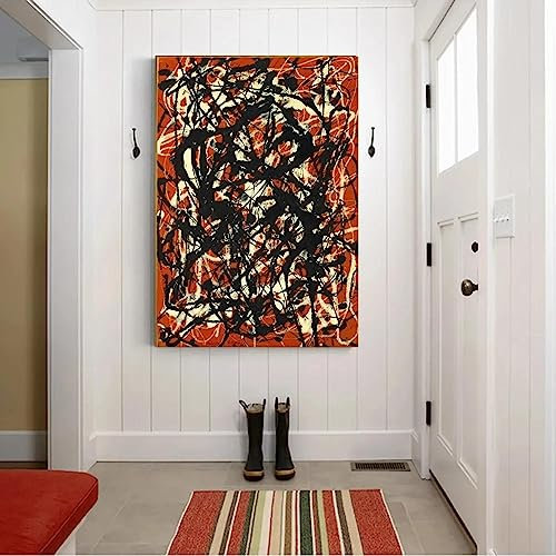 Abstraktes Kunstwerk „Free Form“ von Jackson Pollock, Leinwanddruck, Gemälde, moderne Kunst, Bild für Wanddekoration, Heimdekoration, 75 x 115 cm (30 x 45 Zoll), Innenrahmen