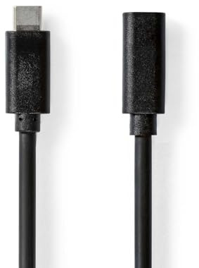 NEDIS USB-Kabel - USB 3.2 Gen 1 - USB-C Stecker - USB-C Buchse - 4K@60Hz - 5 Gbps - Vernickelt - 2.00 m - Rund - PVC - Schwarz - Box