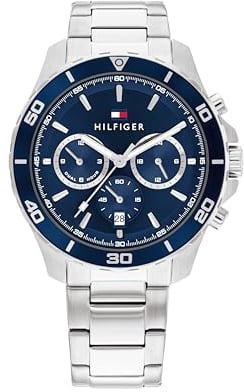 Tommy Hilfiger Reloj Analógico de Cuarzo Multifunción para Hombre con Correa de Acero Inoxidable Plateada - 1792094