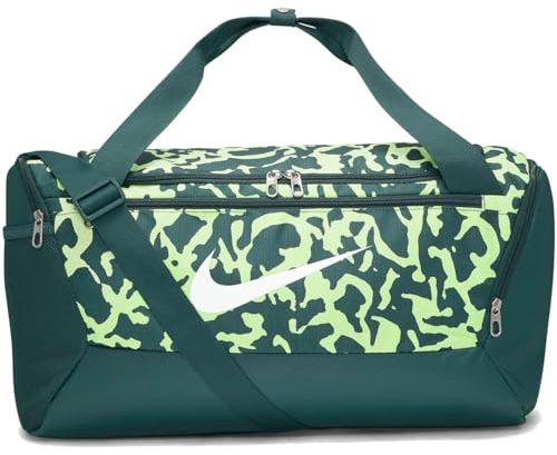 Nike Unisex Trainingstasche Nk Brsla S Duff - 9.5 Cat AOP, Deep Jungle/Lt Lemon Twist/White, FB2829-328, MISC