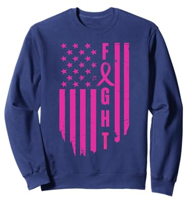 Kampf Brustüberlebende Amerikanische Flagge Brustkrebs Bewusstsein Sweatshirt