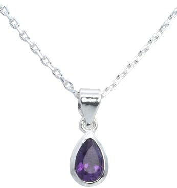 mantraroma echt Silberkette mit Amethyst lila Edelstein Damen Kettenanhänger 925 Sterlingsilber Halskette Geschenk