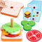Holz Hamburger Sandwich Kinder Stapelspielzeug, Kinderküche Zubehör Holz Burger Lebensmittel Koch Spielzeug Brot Holzstapel SpielküChe Rollenspiele Geschenk für Jungen Mädchen 3+ (Sandwich)