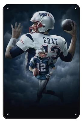 Sportsportler Poster Fußballstar Tom Brady Poster (26) Retro Poster Metall Blechschild Chic Art Retro Eisen Malerei Bar Menschen Höhle Cafe Familie Garage Poster Wanddekoration 20 x 30 cm