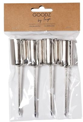 Inge-glas Kerzenhalter mit Spieß 12cm 4 STK | Adventskranz Stabkerzenhalter Set | Kerzenstecker (Silber)