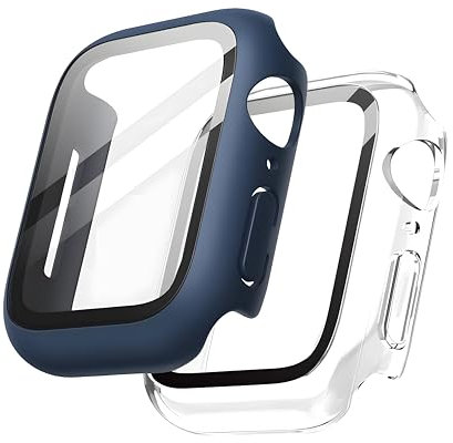 yunus aras Paquete de 2 protectores de pantalla de vidrio templado para Apple Watch, Series 9 (2023) diseñados para Series 8/7 de 1.614 pulgadas, ultra delgada, a prueba de golpes, cubierta protectora