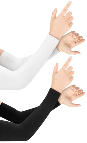 Feelorna 2 Pairs Kühlarm Ärmel für Frauen und Männer, UV-Schutz Atmungsaktive Arm Ärmel, Kompression Outdoor Sport Ärmel zum Abdecken für Radfahren Wandern (Ohne Daumenloch)