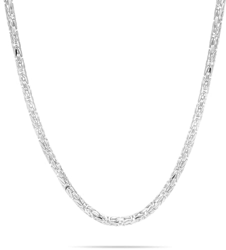 Königskette Rund 4mm 925 Silber Diamantiert Damen Herren 50 cm