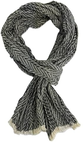 Rotfuchs Baumwollschal Damenschal Herrenschal Knitterlook Fischgrat Muster dünn in schwarz weiß Made in Germany