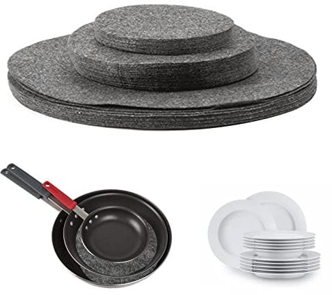 Felenny Felt Plate Dividers Soft Dividers Storage Separator Protectors Thick Dinner Plate Dividers Dinner Plate Dish Protectors-Grey