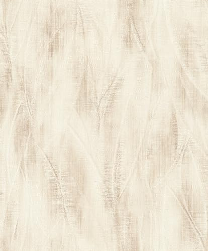 Rasch Tapete 486247 - Vliestapete mit abstraktem Motiv mit großen Blättern in Beige aus der Kollektion Country Charme