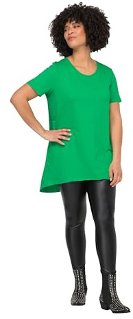 Angel of Style Damen große Größen Übergrößen Plus Size Longshirt, Rundhals, Halbarm, gerundeter Saum naturgrün 54 832019450-54
