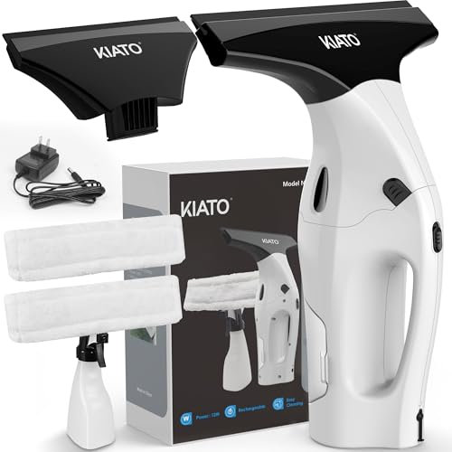 Kiato Window Vacuum, 2X Squeegee (11”+ 6.7”), Rechargeable, Cordless, Electric Cleaning Tool for Windows, Tiles, Mirrors