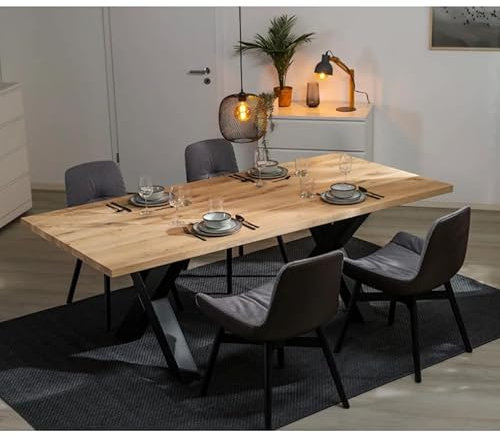 Esszimmertisch Eiche Tischplatte Massiv Holz Küchentisch D-SYN 180 x 90 x 4 cm | Eiche Natur geölt | Gerade Kante