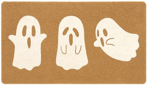 KorhLeoh Halloween-Welcome-Door-Mat for Outdoor-Entrance Ghost-Glowing in the Dark Artificail Coir-doormat for Front-Door Entry Decor