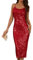 GRACE KARIN Damen Elegant Abendkleid Ärmellos Pailletten Bodycon Cocktailkleid Rot 36