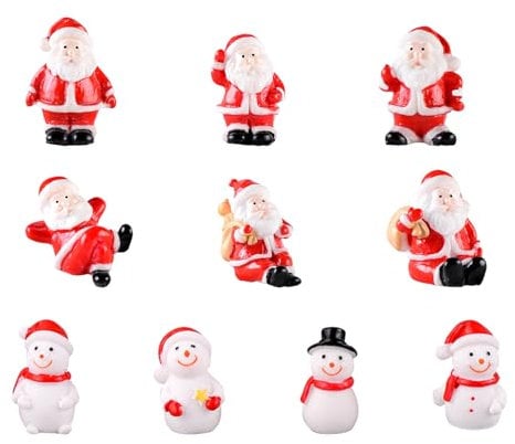 Weihnachten Miniatur Ornamente, 10 Stück Mini Weihnachtsmann Schneemann Deko Figuren, Harz Weihnachtsfiguren Deko Mini Figuren Klein Figuren DIY Zubehör Weihnachtsschmuck zum Basteln (mix-b)