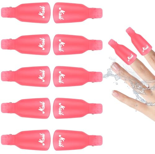 LOPHE 10 Pièces Pinces à ongles Soak off, Outils de Dissolvant pour Vernis à Ongles Capuchon Ongle Vernis Semipermanent pour le Nettoyage des Ongles Retrait De Vernis à Gel UV,Rose