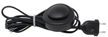 Conexión eléctrica con interruptor de pie negra, 3 metros; ideal para controlar aparatos y facilitar el acceso a la energía.