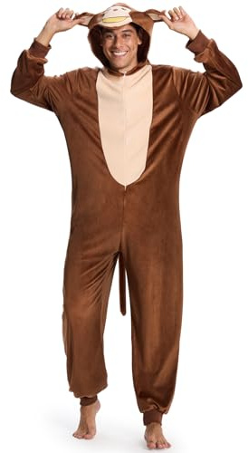 Aragallant Affen Kostüm für Erwachsene - Plüsch Onesie Pyjama Unisex - Animal Costume Tier Schlafanzug für Cosplay Partys Karneval