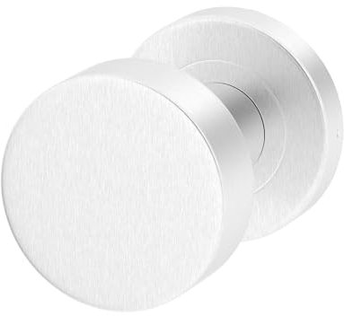 ERGO line Edelstahl Türknopf, FIX KNAUF, 1 Runder Türknauf für Haustüren und Innentüren, Fest Türknopf, Nicht Drehbar, Flacher Knauf auf Rundrosette, Feststehender Türknopf aus V2A Edelstahl