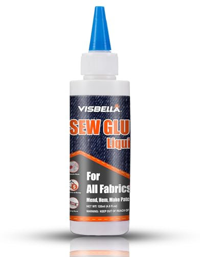 Visbella Adhesivo textil de látex, lavable a máquina, para todas las fibras naturales, resistente al agua, suave, suave, elástico, flexible, pegamento especial para tejidos, pegado en lugar de coser