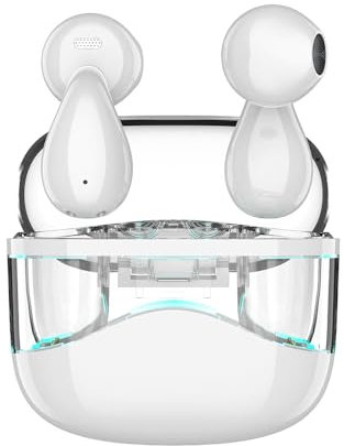 SLuB Auricolari In-Ear Bluetooth | Zero Latenza | ENC Antirumore | Modalità Mono/Dual | Custodia Trasparente | Resistenti ad Acqua e Polvere | Ideali per Lavoro e Viaggi | Comodi(Bianco)