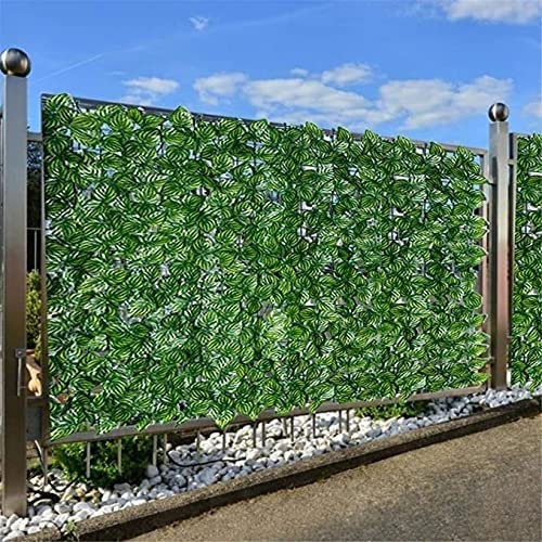 Künstliche Hecke, Sichtschutzwand, Zaun, für Garten, Balkon, künstliche Efeuplatte, Torabdeckung mit Blatt, Pflanze, Weinrebe, grünes Gras, erweiterbar (0,5 x 3 m)
