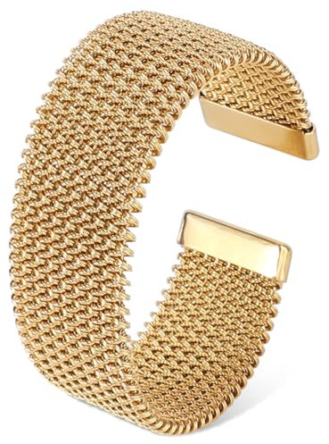 Mikovivi Gold Open Cuff Bangles Wide Woven, Gold Mesh Bracelet Stainless Steel Bangles Stackable Open Chunky Arm Cuff Vintage Boho Statement Wrist Jewelry for Women