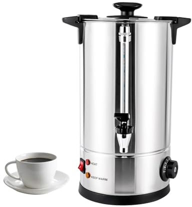 VZXATYOP Stainless Steel Percolator Coffee Brewer with Faucet Hot Beverage Dispenser for Office Party Wedding Adjustable Temperature Control(10L/2.64Gal)